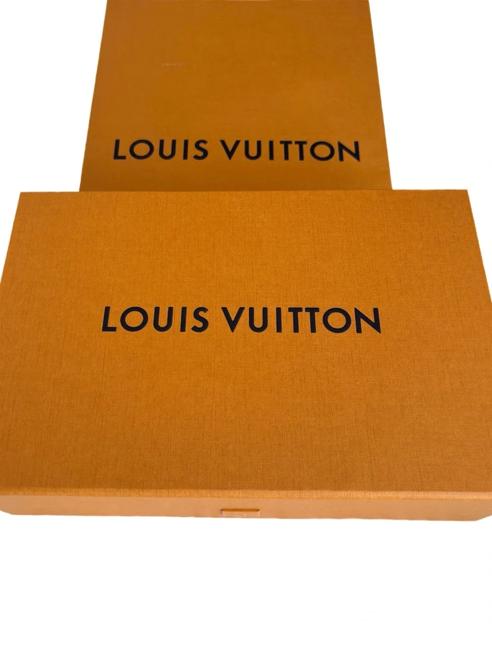Louis Vuitton LV Orange Magnetic Gift Box and Shopping Bag w/Blue Ribbon Handles